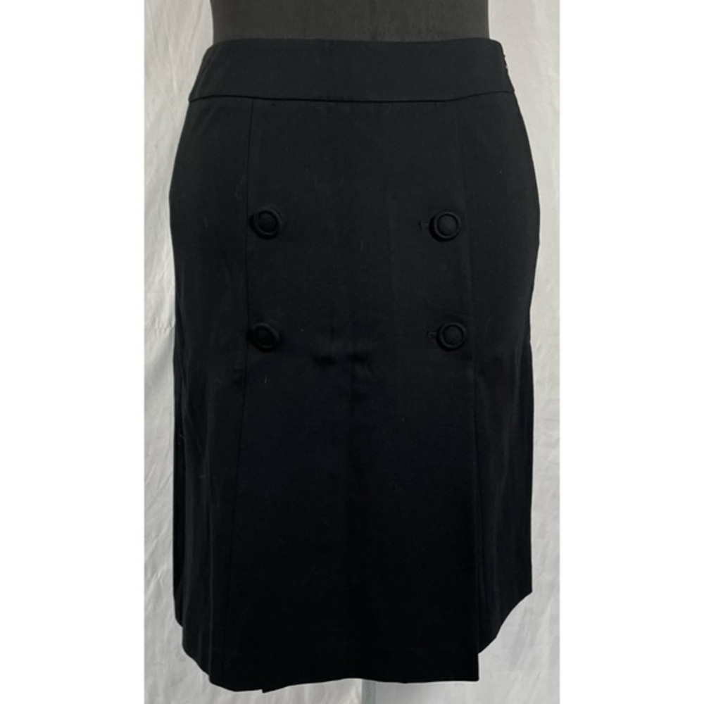 Talbots Black Front Button Detail Faux Wrap Skirt